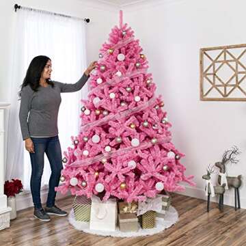 Best Choice Products 6ft Pink Christmas Tree Artificial Full Fir Tree Seasonal Holiday Decoration w/...