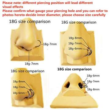 ORANGELOVE Nose Rings 18 Gauge Silver 18g Cartilage Helix Earring Tragus Earrings Daith Earrings Rook Earrings Piercing Jewelry Septum Clicker 7mm Nose Hoop Septum Ring