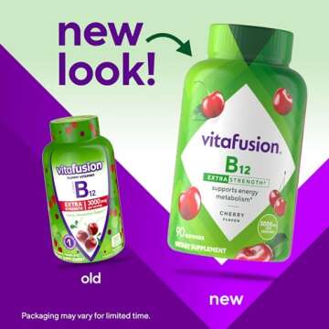 Vitafusion Extra Strength Vitamin B12 Gummy Vitamins for Energy Metabolism Support and Nervous Syste...