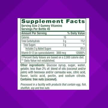 Vitafusion Extra Strength Vitamin B12 Gummy Vitamins for Energy Metabolism Support and Nervous System Health Support, Cherry Flavored, America’s Number 1 Brand, 45 Day Supply, 90 Count