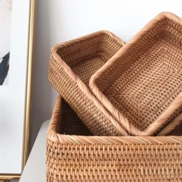 ZENFUN Rattan Storage Baskets - Stylish Home Organizer