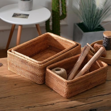 ZENFUN Rattan Storage Baskets - Stylish Home Organizer