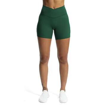 Aoxjox Trinity Workout Biker Shorts for Women Cross-Waist Crossover High Waisted Exercise Athletic G...