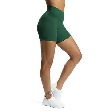 Aoxjox Women's Cross-Waist Biker Shorts for Gym & Yoga