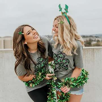 St. Patrick’s Day Hair Clips Rhinestone Glitter Green Leaf Hairpins for Women Lucky Shamrock Hair Clips Costume Hair Accessory Holiday Party Gifts (Glitter)