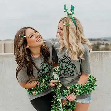 St. Patrick’s Day Hair Clips Rhinestone Glitter Green Leaf Hairpins for Women Lucky Shamrock Hair Clips Costume Hair Accessory Holiday Party Gifts (Glitter)