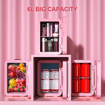 Portable 6L Mirrored Beauty Fridge with LED Lighting