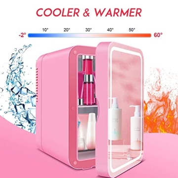 Portable 6L Mirrored Beauty Fridge with LED Lighting
