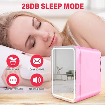 Portable 6L Mirrored Beauty Fridge with LED Lighting