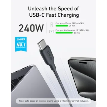 Anker USB C Cable, 240W Bio-Braided Fast Charge 10FT