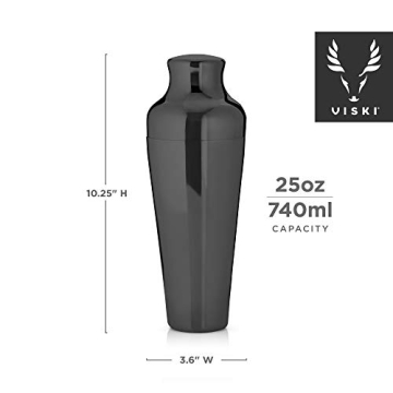 Viski Parisian Cocktail Shaker 25 oz Black Stainless Steel