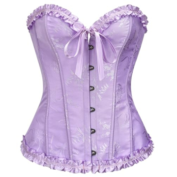 SZIVYSHI Lavender Frost Purple Corset Top - Elegant Lace Up Bustier for Women