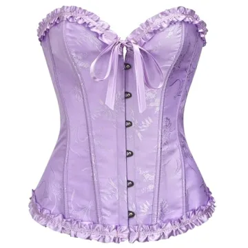 SZIVYSHI Lavender Frost Purple Corset Top - Elegant Lace Up Bustier for Women