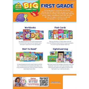 School Zone First Grade Big Learning Tablet Workbook - 240 Pages for Ages 6-7