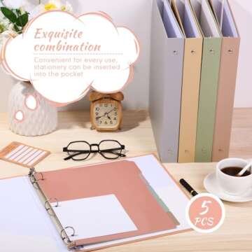Ctosree Heavy Duty 3 Ring Binder Set in Pastel Colors