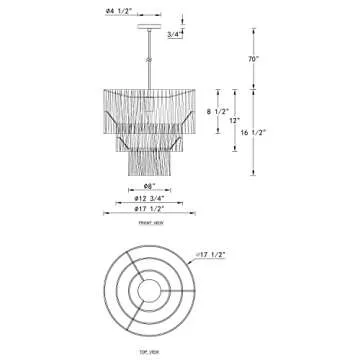 c cattleya 3-Tiered Large Farmhouse Chandelier Lighting, Natural Paper Rope Hanging Pendant Lights, Hand-Woven Ceiling Light Fixture Chandeliers for Kitchen Dining Room Bedroom Hallway Entryway