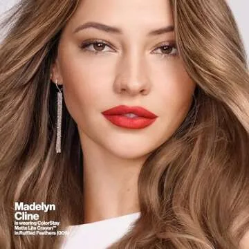 REVLON ColorStay Matte Lite Crayon Lipstick with Built-in Sharpener, Smudge-proof, Water-Resistant Non-Drying Lipcolor, 003 Soufflé All Day, 0.049 oz