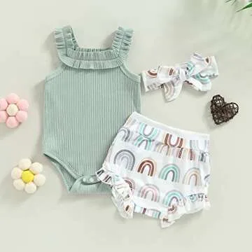 CIYCUIT Newborn Baby Girl Summer Outfit Set for 0-18m