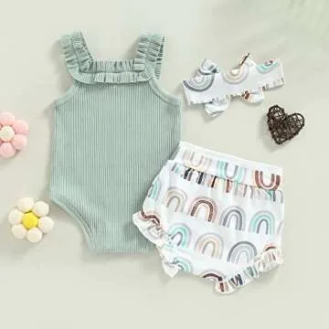 CIYCUIT Newborn Baby Girl Summer Outfit Set for 0-18m