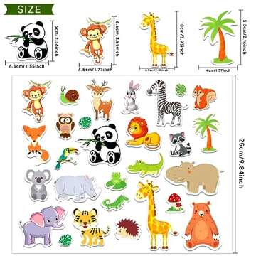 MARFOREVER 50 PCS Jungle Animals Window Gel Clings Stickers Removable and Reusable Window Clings Decals Thick Gel Clings for Adults Kids Classroom Nursery Home Zoo Animals Party Supplies Decorations