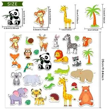 MARFOREVER 50 PCS Jungle Animals Window Gel Clings Stickers Removable and Reusable Window Clings Decals Thick Gel Clings for Adults Kids Classroom Nursery Home Zoo Animals Party Supplies Decorations