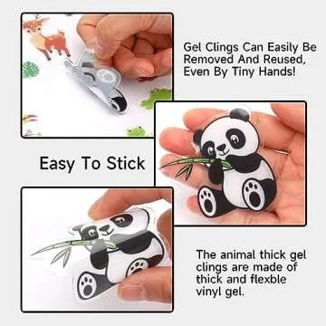 MARFOREVER 50 PCS Jungle Animals Window Gel Clings Stickers Removable and Reusable Window Clings Decals Thick Gel Clings for Adults Kids Classroom Nursery Home Zoo Animals Party Supplies Decorations