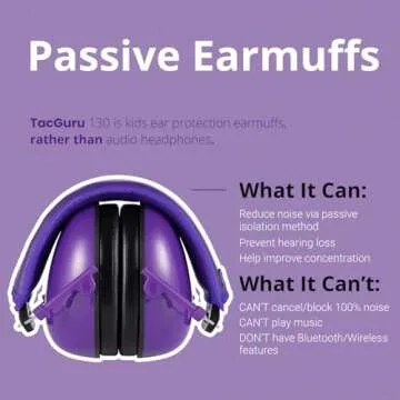 TacGuru 130 Solid Color Edition, Kids Ear Protection Earmuffs, Hearing Protection for Kids, One Size...