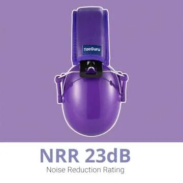 TacGuru 130 Solid Color Edition, Kids Ear Protection Earmuffs, Hearing Protection for Kids, One Size for 3-16 Yr Old, Purple