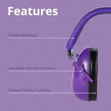 TacGuru 130 Solid Color Edition, Kids Ear Protection Earmuffs, Hearing Protection for Kids, One Size for 3-16 Yr Old, Purple