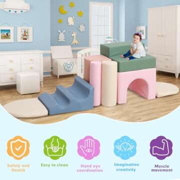 CYacan 8-Piece Foam Climbing Blocks for Toddlers 1-3,PU Toddler Climbing Toys Indoor,Soft Play Climbing for Toddlers,Baby Toddler Kids Foam Climbing Blocks,Foam Soft Play Set,Foam Play Gym