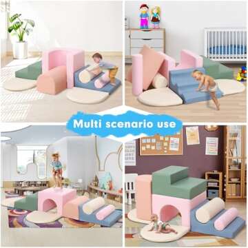 CYacan 8-Piece Foam Climbing Blocks for Toddlers 1-3,PU Toddler Climbing Toys Indoor,Soft Play Climbing for Toddlers,Baby Toddler Kids Foam Climbing Blocks,Foam Soft Play Set,Foam Play Gym