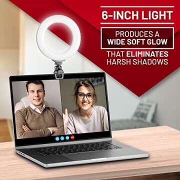 PhotoMate Video Conference Lighting - Webcam Ring Light for Computer, Laptop, MacBook, Monitor - USB...