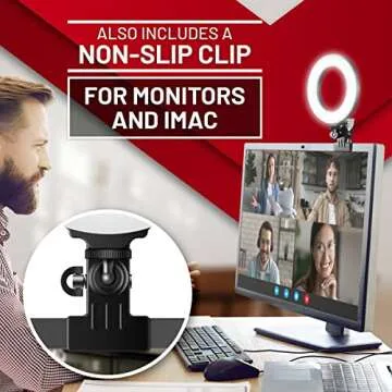 PhotoMate Video Conference Lighting - Webcam Ring Light for Computer, Laptop, MacBook, Monitor - USB-C and USB-A - Small Portable Selfie Light for Zoom Meetings and Streaming