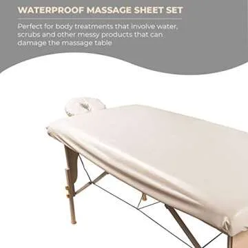 ForPro Professional Collection Waterproof Massage Table Cover, Protective Spa Treatment Sheet Set for Massage Tables, Machine Washable, includes Massage Fitted Sheet and Face Rest Cover, Natural