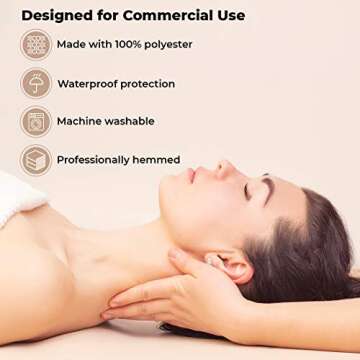 ForPro Professional Collection Waterproof Massage Table Cover, Protective Spa Treatment Sheet Set for Massage Tables, Machine Washable, includes Massage Fitted Sheet and Face Rest Cover, Natural