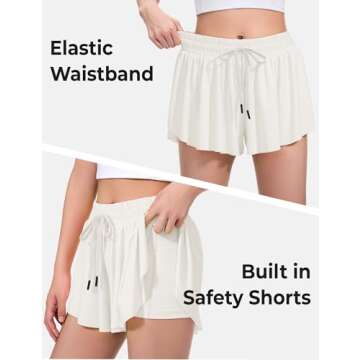 BOOPH 3PC Flowy Butterfly Shorts for Teen Girls Athletic Wear with Pockets