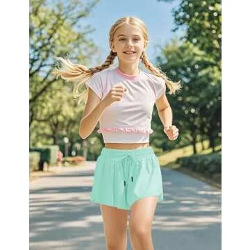 BOOPH Girls Flowy Butterfly Shorts for Sports 7-8Y