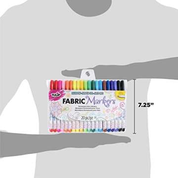 Tulip Permanent Nontoxic Fabric Markers, 20 Pack, Multicolor