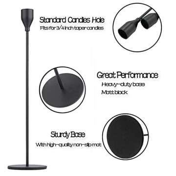 Matte Black Candle Holders Set of 6 for Weddings and Parties