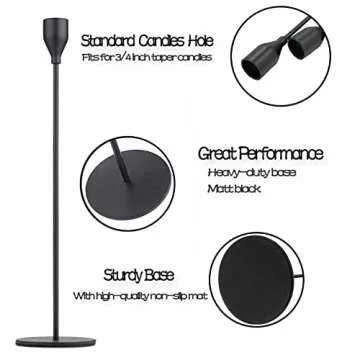 Matte Black Candle Holders Set of 6 for Weddings and Parties