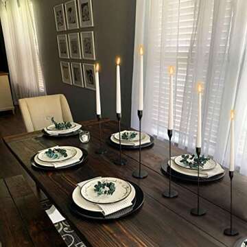 Matte Black Candle Holders Set of 6 for Weddings and Parties