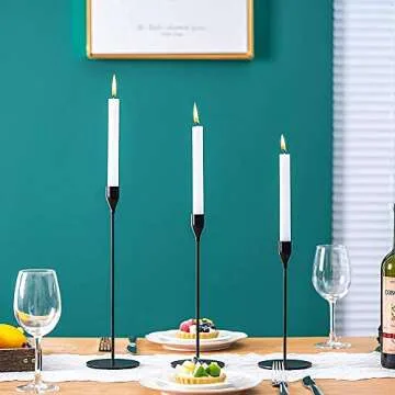 Matte Black Candle Holders Set of 6 for Weddings and Parties