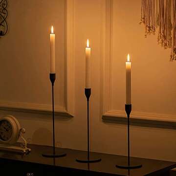 Matte Black Candle Holders Set of 6 for Weddings and Parties