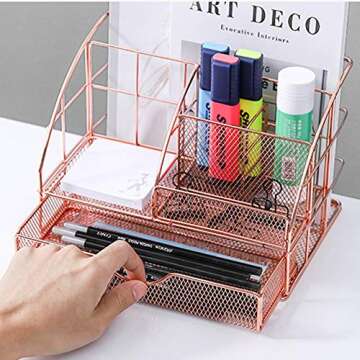 Elegant Shoccolt Rose Gold Desk Organizer for All Spaces