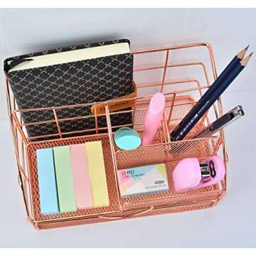 Elegant Shoccolt Rose Gold Desk Organizer for All Spaces
