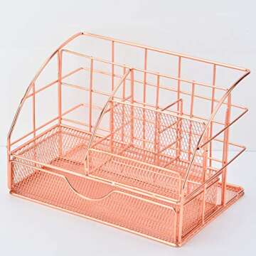 Elegant Shoccolt Rose Gold Desk Organizer for All Spaces