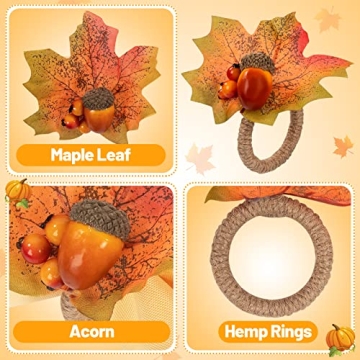 Thanksgiving Napkin Rings Set of 12 for Autumn Gatherings