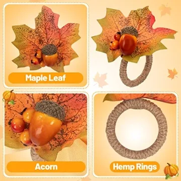 Thanksgiving Napkin Rings Set of 12 for Autumn Gatherings