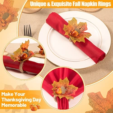 Thanksgiving Napkin Rings Set of 12 for Autumn Gatherings