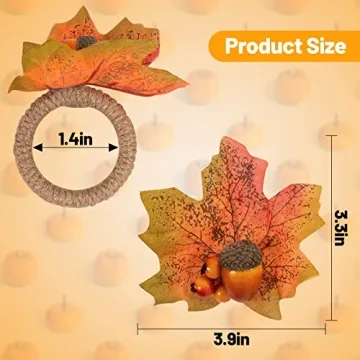 Thanksgiving Napkin Rings Set of 12 for Autumn Gatherings